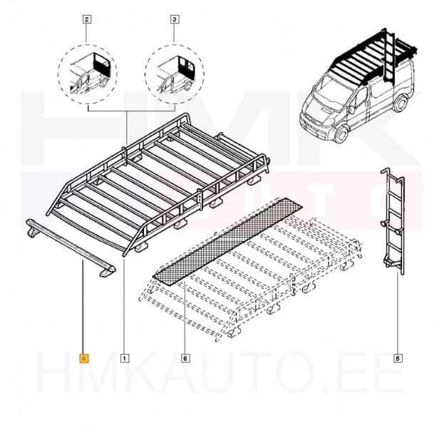 Katuseraami komplekt OEM Renault Trafic 2001-14