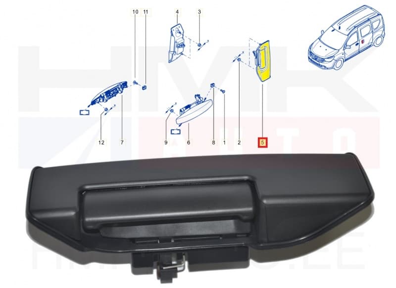 Ukselink liuguksele, välimine vasak OEM Dacia Dokker
