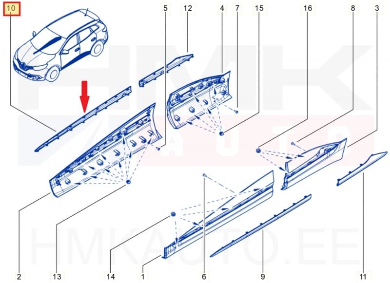 Esiukse kroomliist parem OEM Renault Kadjar 2015-