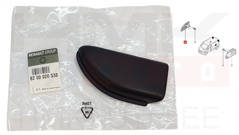 Liugukse juhtsiini otsa kate parem OEM Renault Trafic/Opel Vivaro 2001-