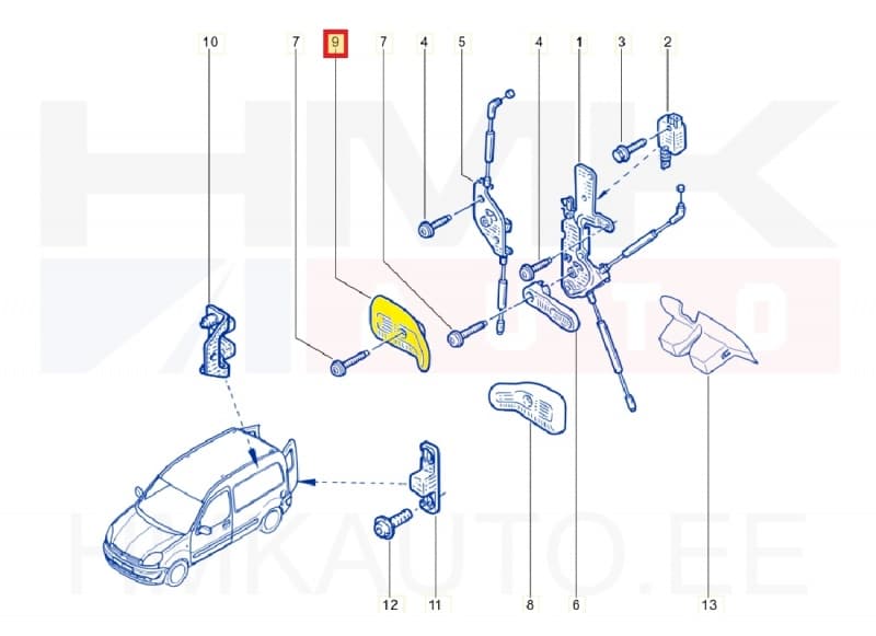 SOODUS!!! Ukselink tagauksele, sisemine parem OEM Renault Kangoo
