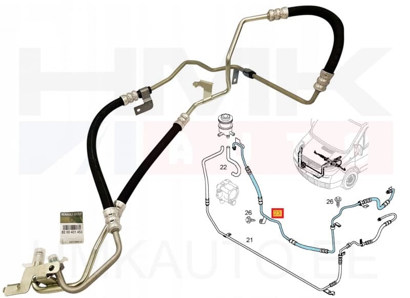 Roolivõimendi survetoru OEM Renault Trafic II 2,0dCI AC+