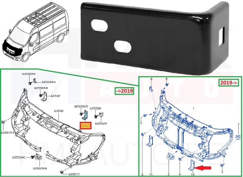 Esipaneeli alumine kinnitus vasak OEM Renault Master 2010-