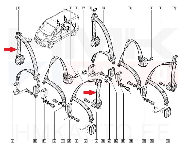 Turvavöö tagumine OEM Renault Trafic II