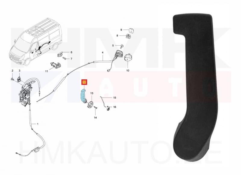 Ukselink liuguksele, sisemine vasak OEM Master 10- / Trafic 14-