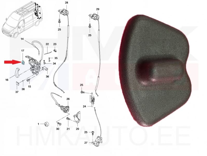 Ukselukusti nupp liug-/ tagauksele OEM Master/Movano/NV400