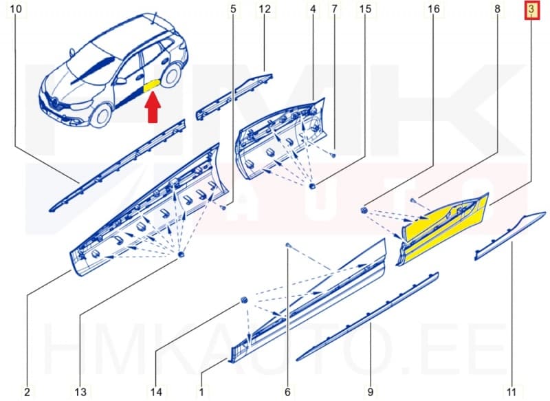 Tagaukse liist vasak OEM Renault Kadjar 2015-