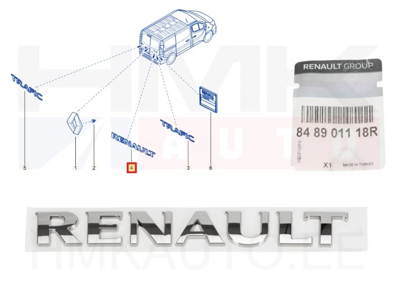 Embleem tagauksele "RENAULT" OEM Trafic III, Kangoo II, Alaskan