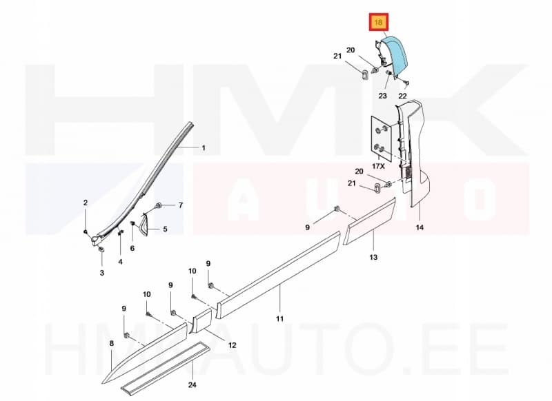 Tulepealne kate tagumine vasak OEM Renault Trafic II/Opel Vivaro