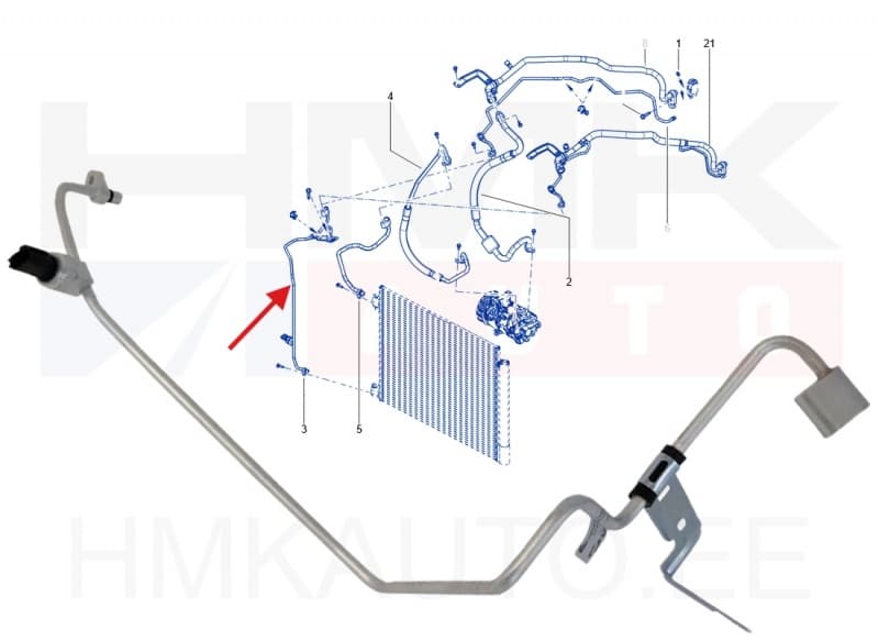 Konditsioneeri toru, kõrgsurve OEM Renault Koleos II