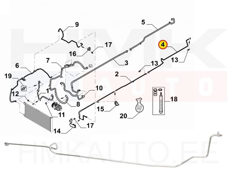 Konditsioneeri toru tagumine, kõrgsurve OEM Renault Trafic III 2014- (R1234yf)