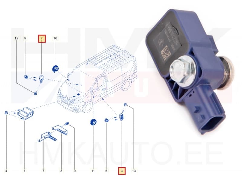 Turvapadja külgkokkupõrke andur OEM Renault Trafic III, Dacia Dokker/Duster