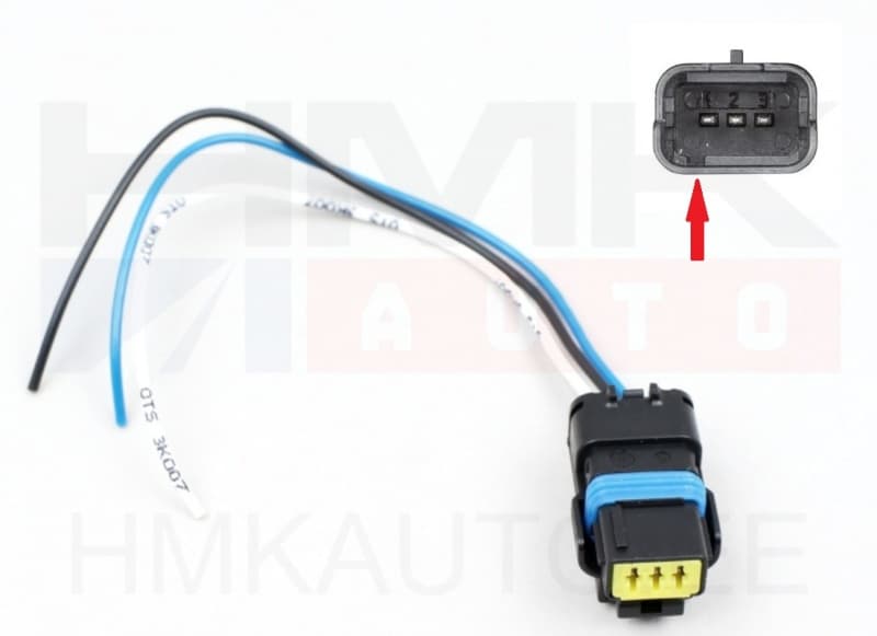 Kütuserõhu anduri/väntvõlli asendi anduri pistik juhtmetega Delphi 3-klemmi