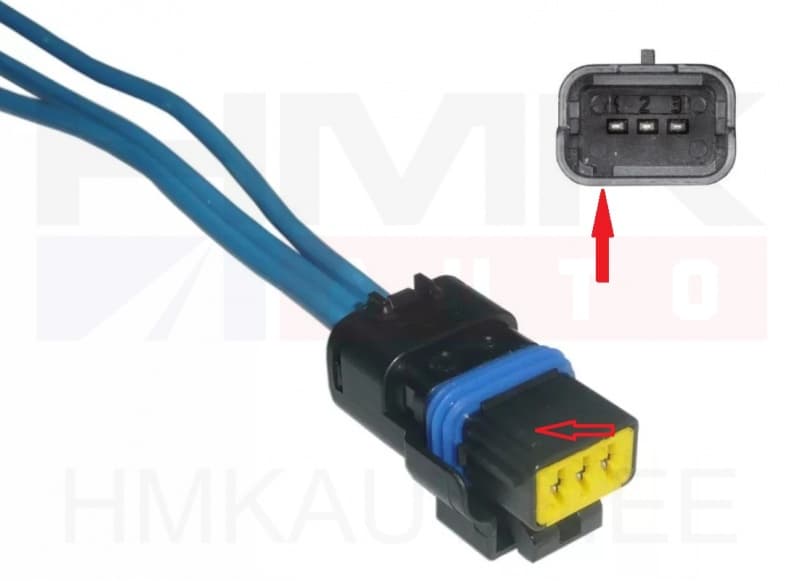 Kütuserõhu anduri/väntvõlli asendi anduri pistik juhtmetega Delphi 3-klemmi