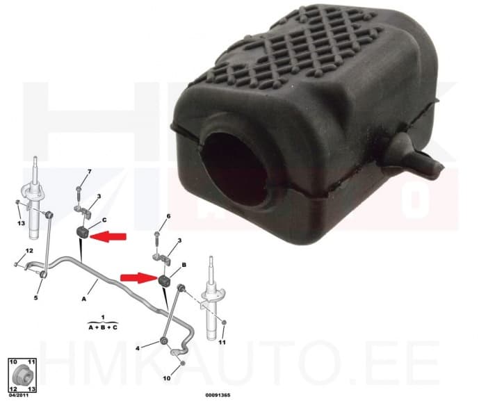 Stabilisaatorivarda puks eesmine Citroen/Peugeot