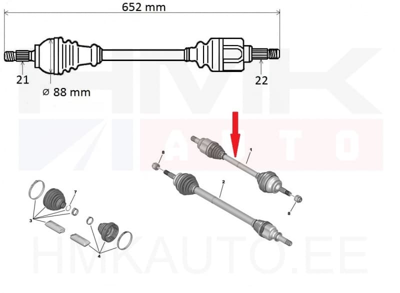 Veovõll komplektne vasak Citroen C3 III, C4 Cactus 1,2VTi 2014-