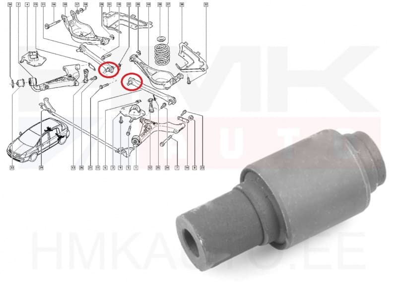 Tagasilla põikivarda puks sisemine Renault Vel Satis