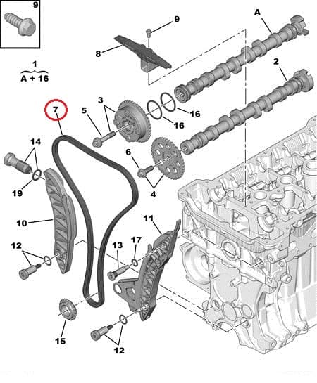 Mootorikett OEM Citroen/Peugeot EP-turbomootorid