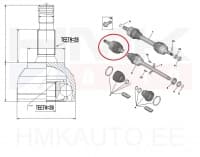 Veovõlli ots välimine Citroen C4/DS4/DS5 - Peugeot 308/3008/5008 25/39h.