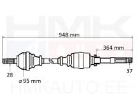 Veovõll komplektne parem Citroen C4 Picasso/Peugeot 508 2018- (AM6/AMN8 automaatkastile)