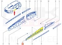 Esiukse liist vasak OEM Renault Kadjar 2015-