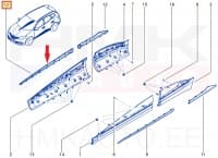 Esiukse kroomliist parem OEM Renault Kadjar 2015-