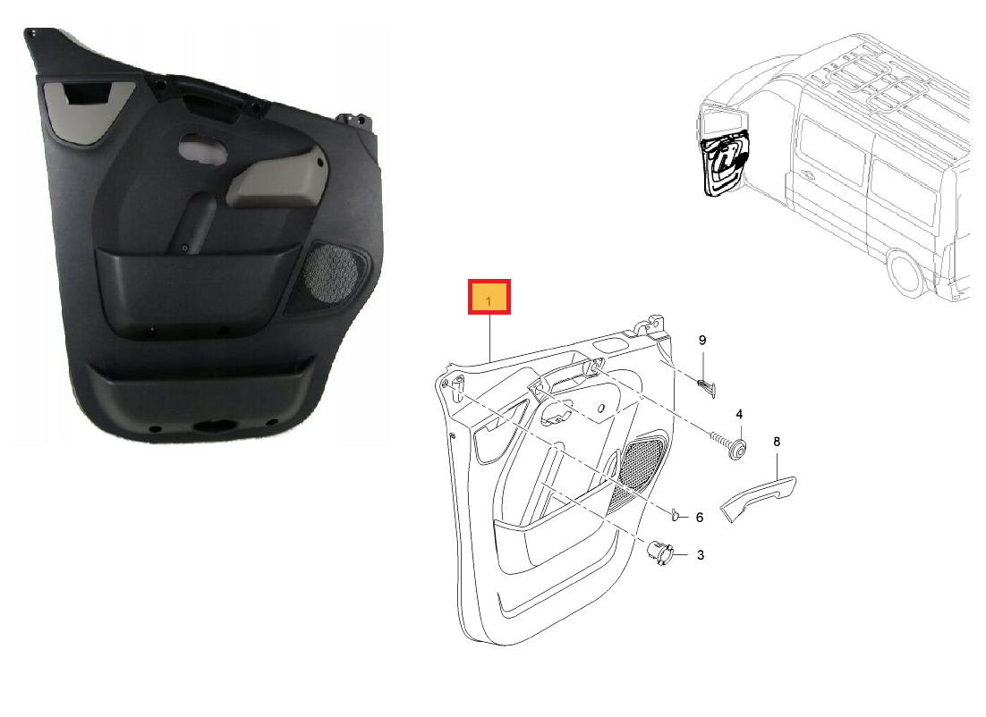Uksepolster esiuksele vasak OEM Renault Master III 2012-2017 (must-hall)