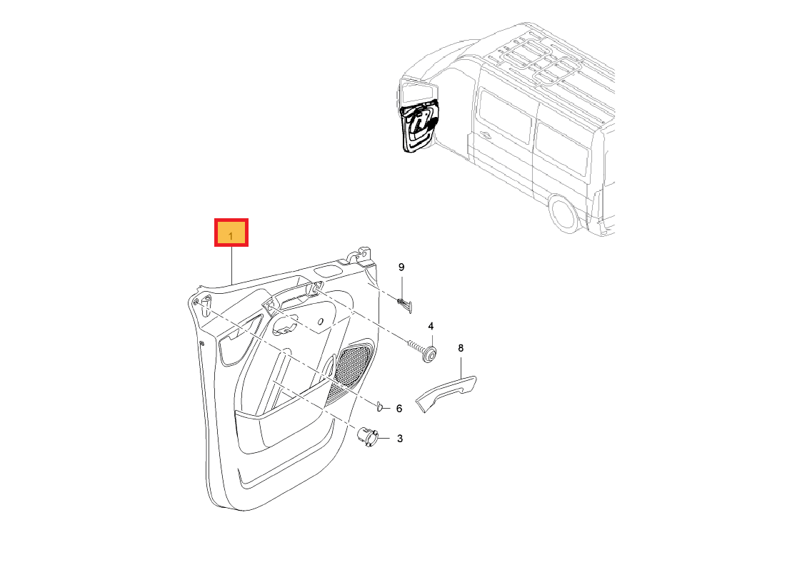 Uksepolster esiuksele vasak OEM Renault Master III 2018-2019 (must)