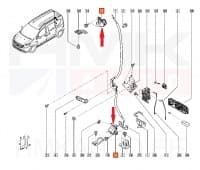 Ukselukusti tagauksele, parem ülemine/alumine OEM Dacia Dokker